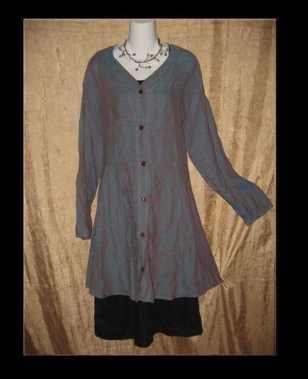 FLAX by Jeanne Engelhart Night Sky Jubilation Jacket Shapely Tunic Top Dress Medium M