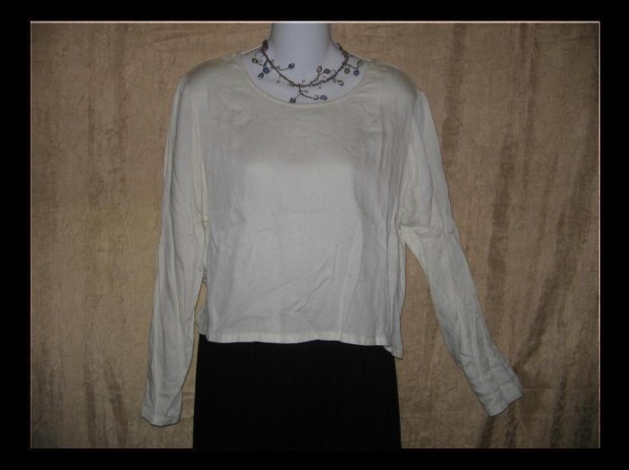 PUTUMAYO Soft White Rayon Boxy Pullover Shirt Top Small S