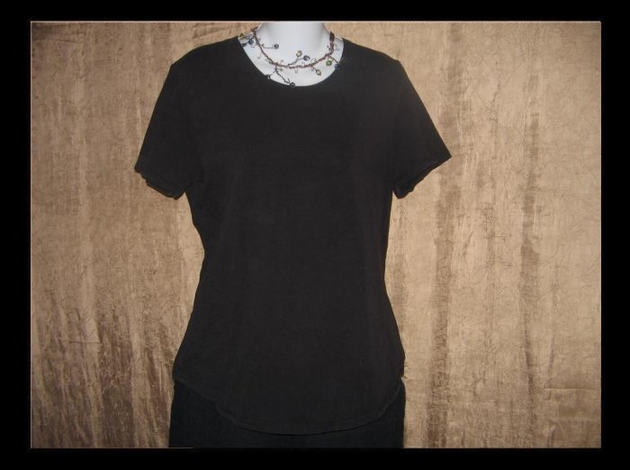 reFLAXation Black Knit Tee Shirt Top Jeanne Engelhart FLAX Small S