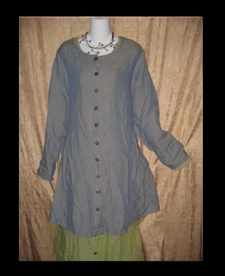 FLAX by Jeanne Engelhart Blue Potato Magic Jacket Shapely Tunic Top Dress 2 Generous 2G