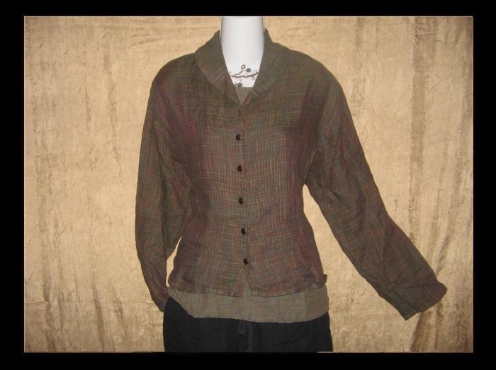 FLAX by Jeanne Engelhart Snappy Shirt Tunic Top Medium M