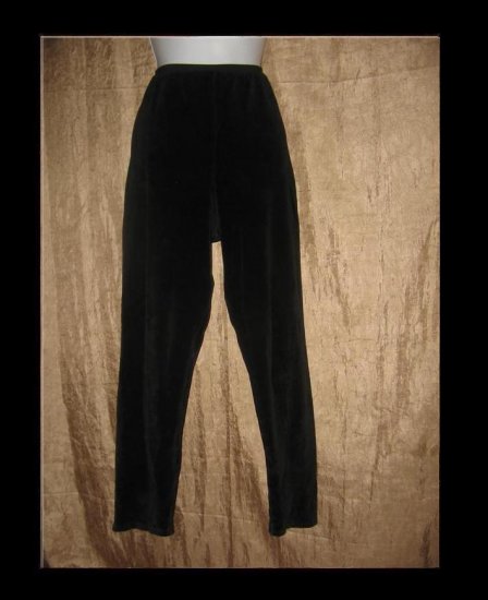 FLAX by Jeanne Engelhart BLACK VELOUR Leggings Pants Large L