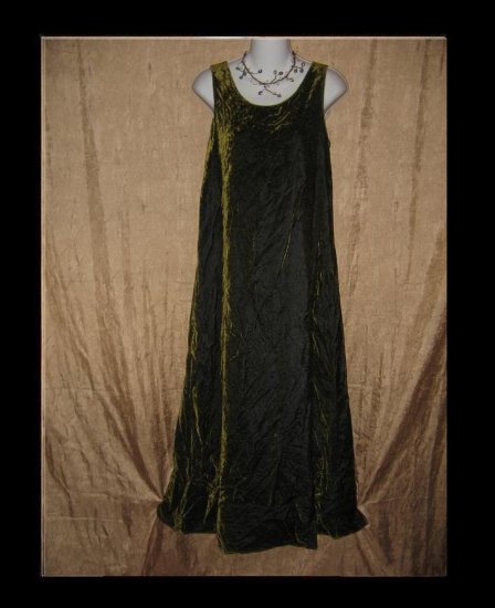 Amazing Boutique Long Moss Green Velvet Slip Dress Medium Large M L