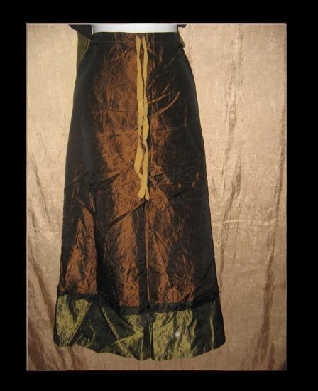 Neesh by D.A.R. Copper & Green Ribbon Trim Acetate Skirt Medium Large M L