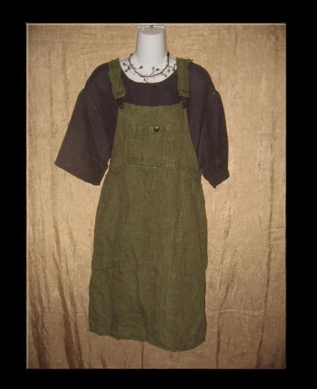 FLAX Adjustable Bark Cloth LINEN Jump Dress Jeanne Engelhart Petite P