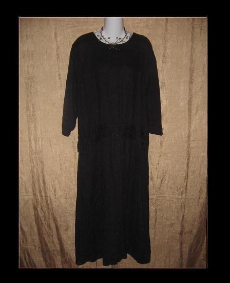 FLAX Black LINEN Twenties Theme Dress Jeanne Engelhart Small S
