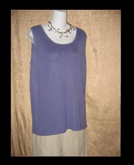 EILEEN FISHER Blue Linen Knit Pullover Tank Shirt Top Medium M