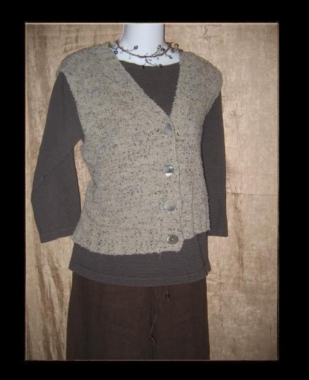 FLAX by Angelheart Button Sweater Vest Jeanne Engelhart Small Medium S M
