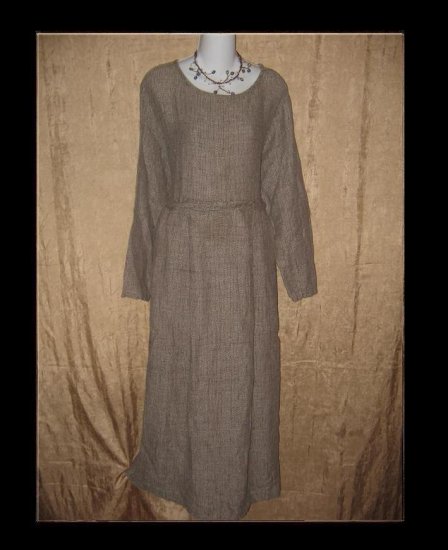 FLAX by Jeanne Engelhart Thermal Linen Story Dress Large L