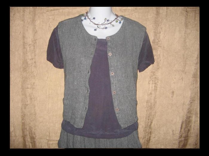EILEEN FISHER New York Gray Linen Vest Top Large L