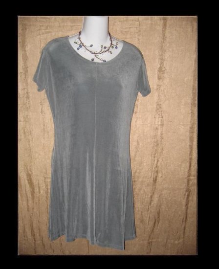 FLAX by Jeanne Engelhart Short Shapely Slinky Gray Knit Dress Small S