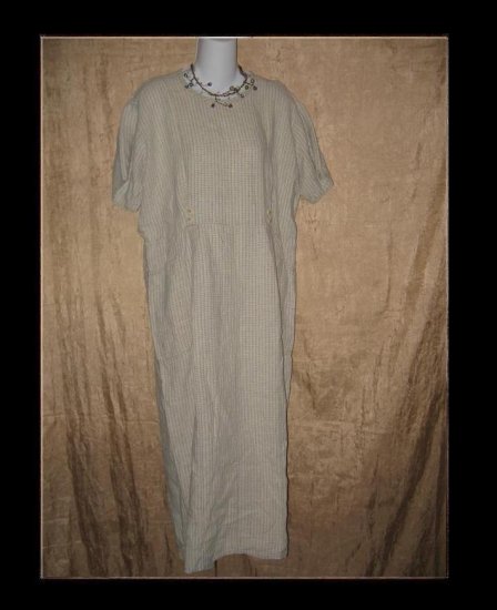 FLAX by Jeanne Engelhart Plaid LINEN Dress Medium M