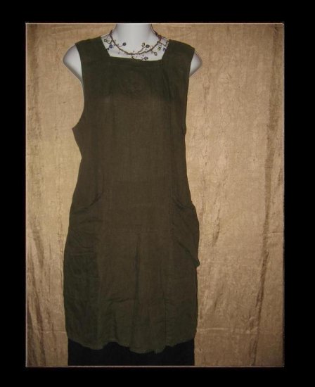 FLAX by Jeanne Engelhart LINEN Short Bark Jibe Jumpette Dress Small S