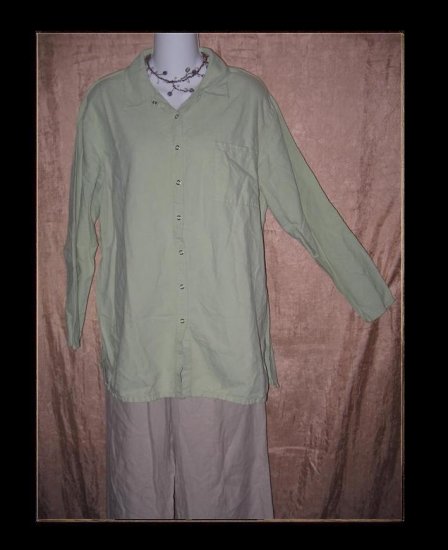 J. Jill Soft Green Snappy Tunic Top Shirt Medium M