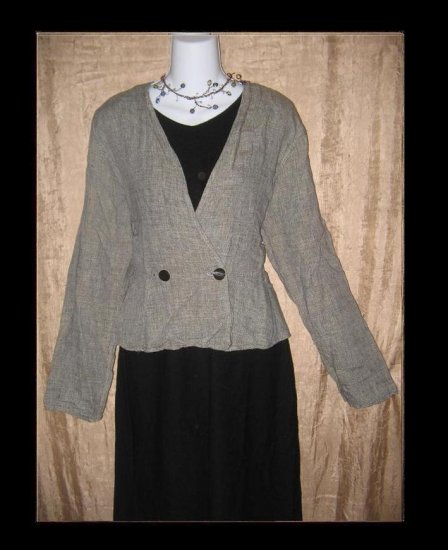 FLAX by Jeanne Engelhart Shapely LINEN Peplum Jacket Top Small S