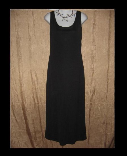 Long Slinky Shapely Black Knit Slip Dress Small Medium