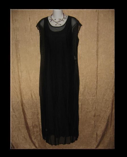 CLOTHESPIN Ethereal Black Ruffled Dress Engelhart Flax Large L