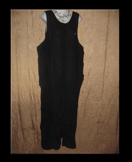 FLAX Jeanne Engelhart Long Black LINEN Jump Dress Medium M