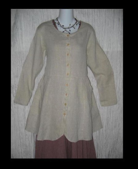 Flax by Jeanne Engelhart Shapely LINEN Tunic Dress Jacket Shirt Top P