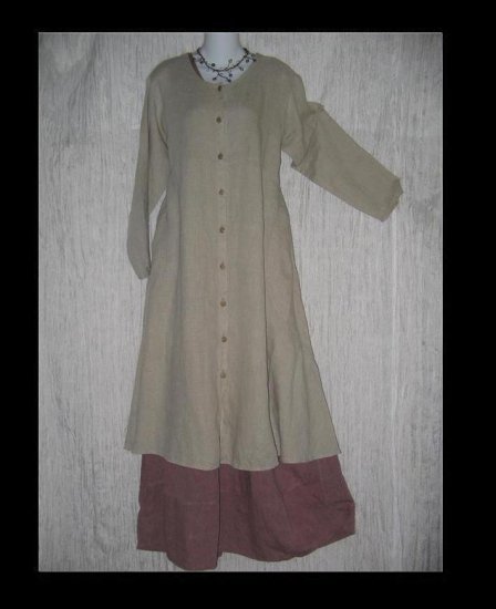 Flax by Jeanne Engelhart Shapely LINEN Duster Coat Jacket Small S