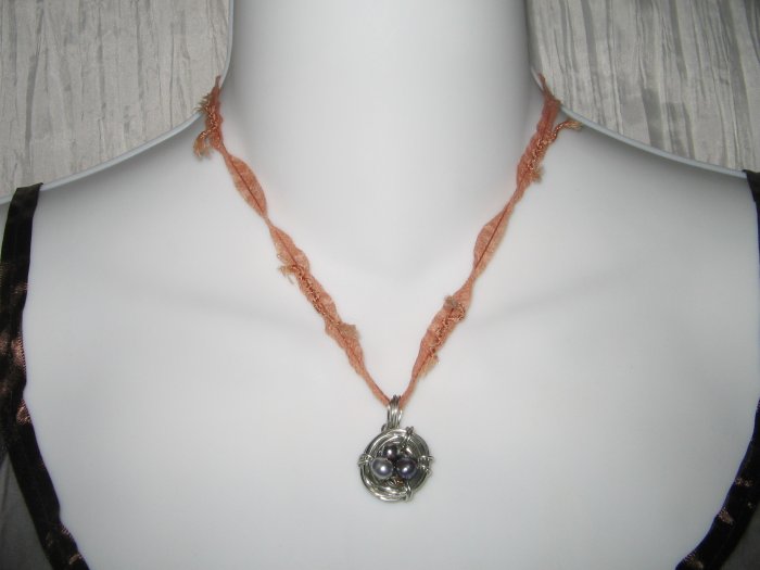 NEW Ever & Anon Whimsical Silver Peackock Birds Nest Pendant Necklace