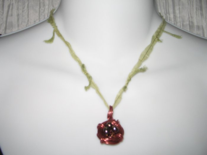 NEW Ever & Anon Whimsical Ruby Wren Birds Nest Pendant Necklace