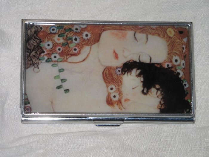 Klimt Mother & Child Business Credit Card ID Cash Case Slim Metal Wallet