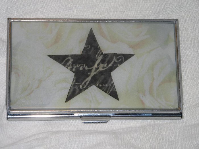 Star & Roses Business Credit Card ID Cash Case Slim Metal Wallet