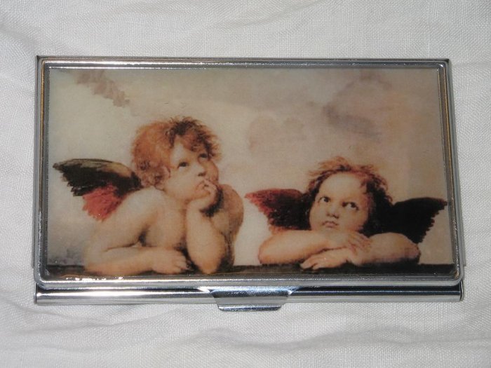 Raphael's Cherubs Business Credit Card ID Cash Case Slim Metal Wallet