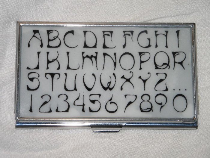 Art Nouveau Alphabet Business Credit Card ID Cash Case Slim Metal Wallet