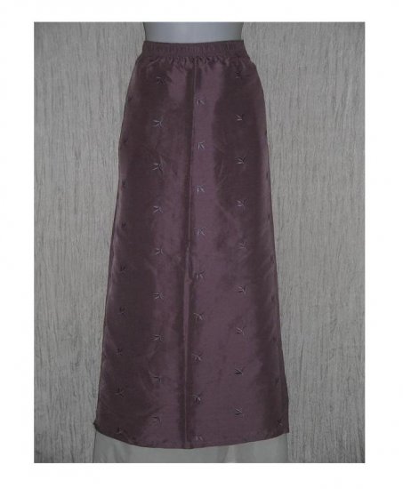TSD Two Star Dog Long Embroidered Silk Skirt Medium M