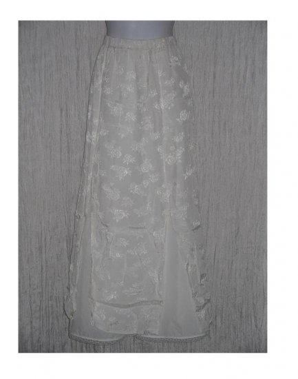 New Jackie Loves John Long Slinky White Roses Skirt Size 1 S M