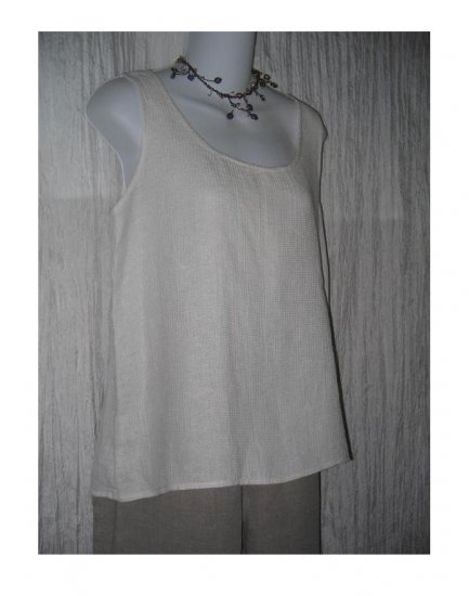 New JACKIE LOVES JOHN White Thermal Linen Shell Tank Top Shirt Small S