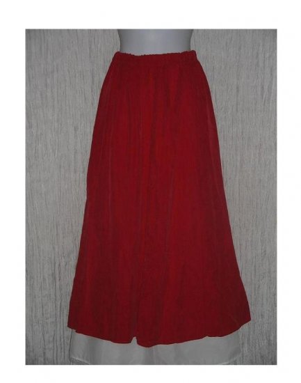Coldwater Creek Long & Full Soft Velvet Red Rayon Skirt Medium M
