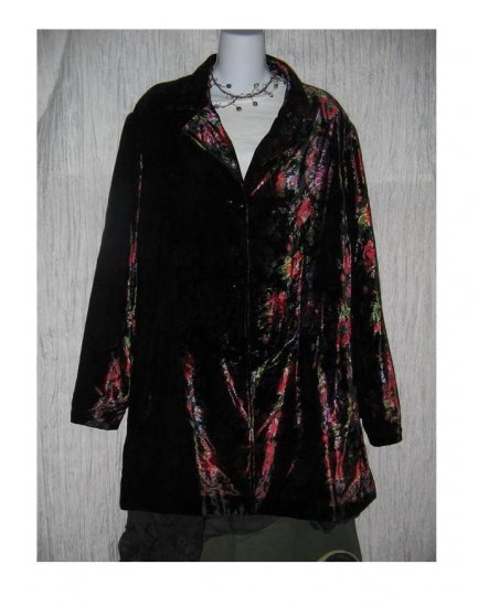COLDWATER CREEK Vibrant Floral Tapestry Velvet Tunic Jacket 3X