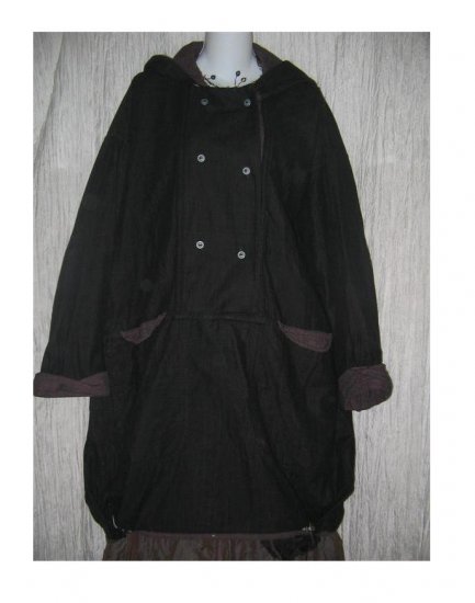 ANGELHEART DESIGNS by Jeanne Engelhart FLAX Long Hooded Bubble Hem Tunic Jacket Coat Medium M