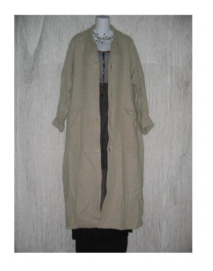 ANGELHEART DESIGNS by Jeanne Engelhart FLAX Long Earthy Wool & Linen Lined Coat Medium M
