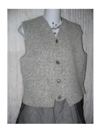 FLAX by ANGELHEART Gray Felted Wool Sweater Vest Jeanne Engelhart Medium Large M L