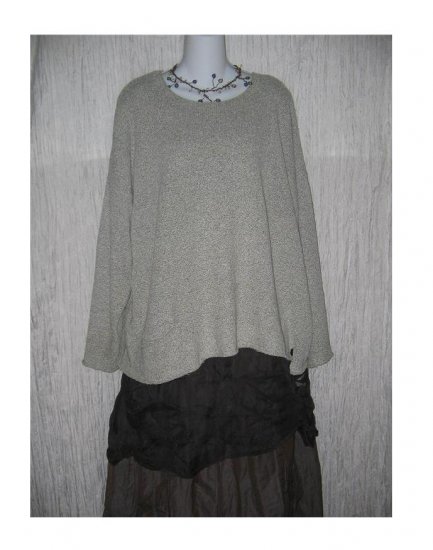 FLAX by ANGELHEART Soft Gray Pocket Tunic Sweater Jeanne Engelhart M L