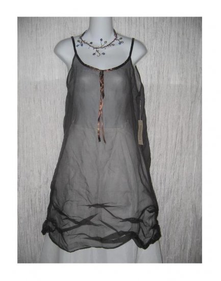 New Neesh by D.A.R. Floaty Black Silk Ribbon Slip Dress Medium M