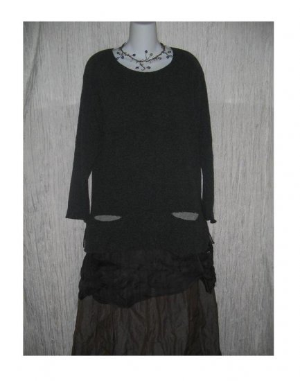 Neesh by D.A.R. Soft 2 Tone Gray Pocket Tunic Sweater Engelhart FLAX S M