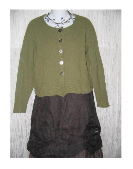 NEESH by D.A.R. Cropped Green Wool Cardigan Sweater Medium Large M L