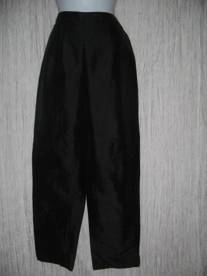 FLAX Long Black Silk Trousers Pants Jeanne Engelhart Small S