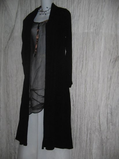 FLAX by Jeanne Engelhart Long Shapely Black Duster Jacket Petite P