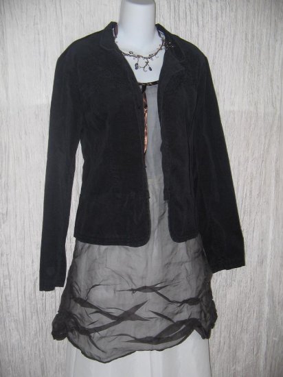 NY & Company Black Cotton Velour Tunic Jacket Top Size 14