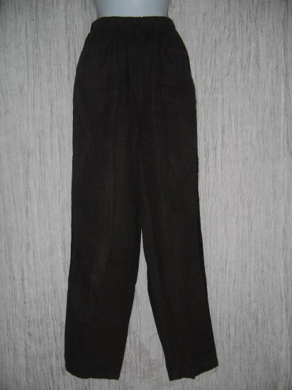 CUT LOOSE Long Chocolate Bown Velvet Trim Linen Pants Medium M