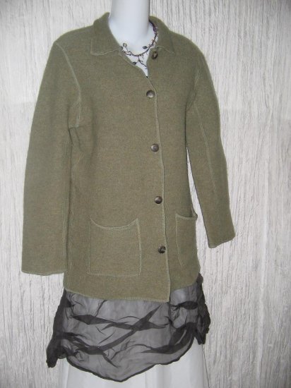 Andrea Viccaro Soft Green Wool Button Jacket Cardigan Medium M