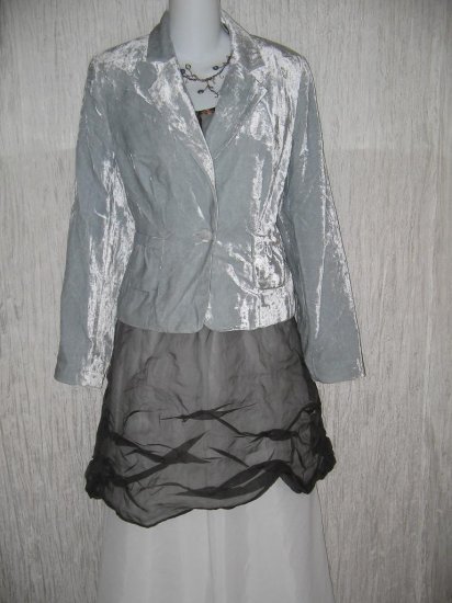 Worthington Shapely Ice Blue Velvet Jacket Top Size 10