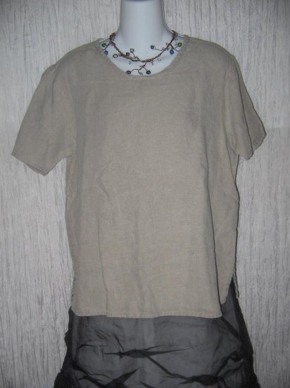 FLAX Jeanne Engelhart Linen Pullover Shirt Tunic Top Small S