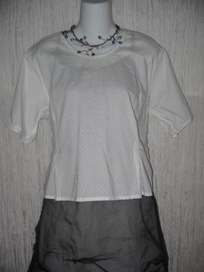 FLAX Jeanne Engelhart White Cotton Button Back Shirt Top Medium M